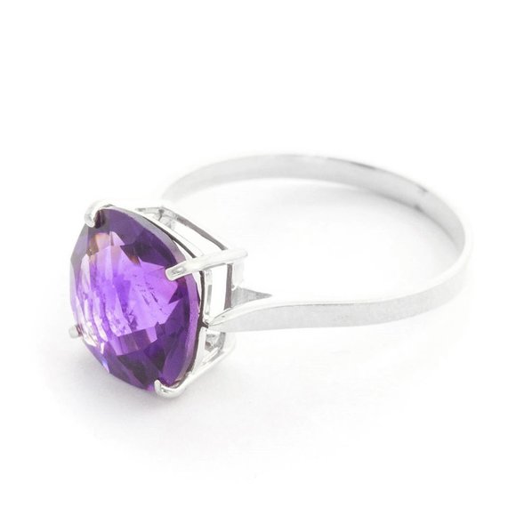 14K. GOLD RING WITH  CHECKERBOARD CUT AMETHYST - Picture 5 of 9